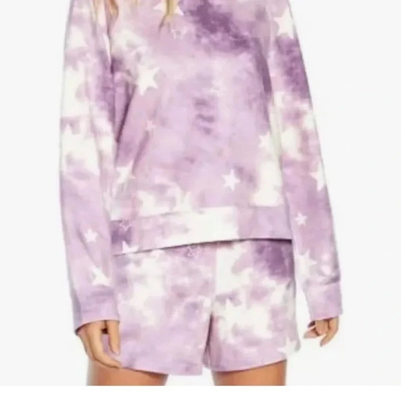 WILDFOX Ladies Sweatshirt & Short Lounge Set Tie Dye Stars XL | MSRP $160 | NWT - Picture 2 of 14